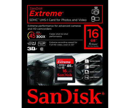 Karta pamięci SANDISK Extreme HD Video SDHC 16GB SDSDX-016G-X46